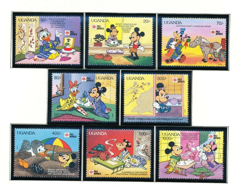 UGANDA - Scott 888-897 -  VFMNH - DISNEY Mickey, JAPAN - 2 scans - 1991 