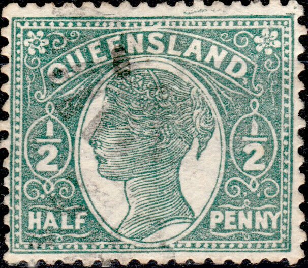 AUSTRALIA / QUEENSLAND 1895 - SG208 1/2d green p.12-1/2 - Very Fine Used