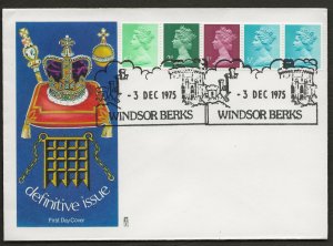 3/12/1975 MULTI VALUE 10p COIL -6p+2p+1p+ 2 x ½p FDC, WITH WINDSOR BERKS CASTLE 