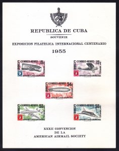 Cuba C126a MNH (NGAI) (C122-26) 1955 IMPERF Souvenir Sheet Philatelic EXPO
