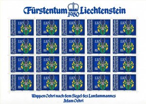 Liechtenstein 684 MNH full pane, cv 15.00 BIN $9.00