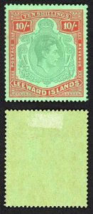 Leeward Is SG113b 10/- Green and red/green M/M Cat 150 pounds