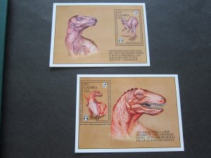 Gambia 1992 Sc 1292,1292A set dinosaur MS MNH