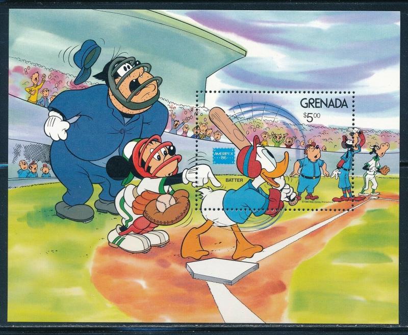 Disney Grenada - MNH Souvenir Sheets Baseball #1383 (1986)