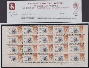 Falkland Islands, Scott 131 (SG 196), MNH block of 20 with imprint