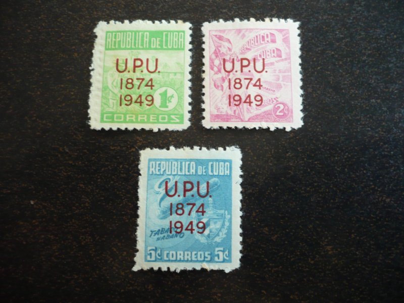 Stamps - Cuba - Scott#449-451 - Mint Hinged Set of 3 Stamps - Overprinted UPU