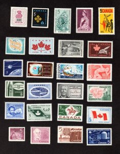 CANADA 25 DIFFERENT MNH 5 CENT COMMEMORATIVE STAMPS