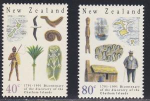 New Zealand # 1020-1021, Discovery of Chatham Island Bicentennial, NH, 1/2  Cat.