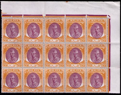 Malaya - Kelantan # 59  Mint  VF  NH  block of 15