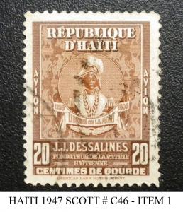 HAITI 1947 STAMP SCOTT # C46. USED. ITEM 1