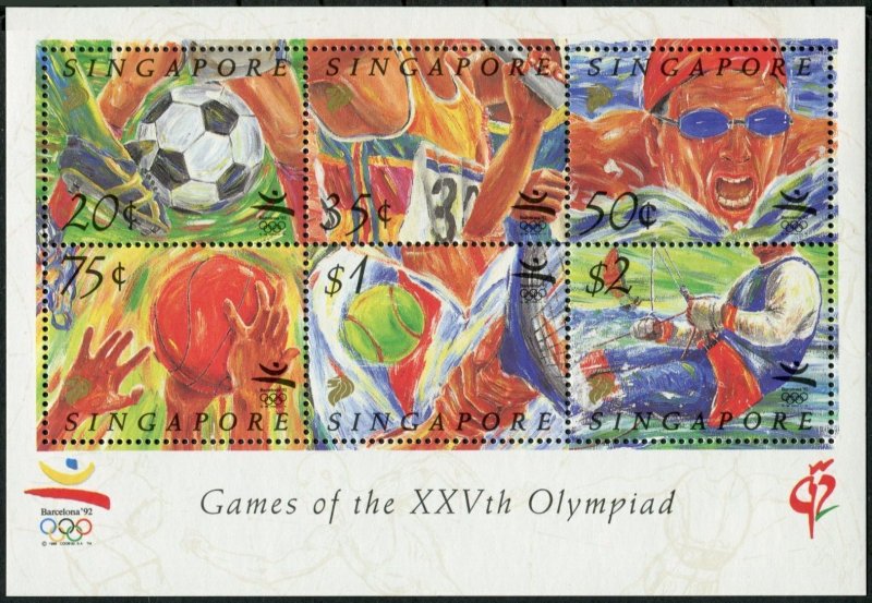 Singapore 626a sheet, MNH. Michel Bl.28. Olympics Barcelona-1992.
