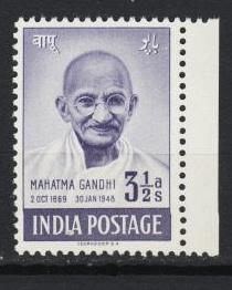  India - 1948 Mahatma Gandhi 3 1/2a Sc# 204  (3596)