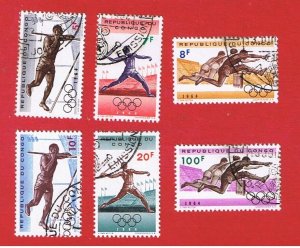 Congo DR #492-497  VF used   Olympics  Free S/H