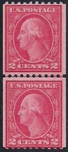 450 2 cent Washington Carmine, line pair Stamp mint OG NH VF