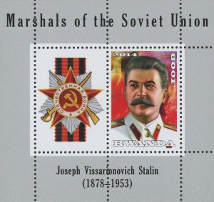 Soviet Union Marshal Joseph Vissarionovich Stalin Souvenir Sheet of 2 Stamps MNH