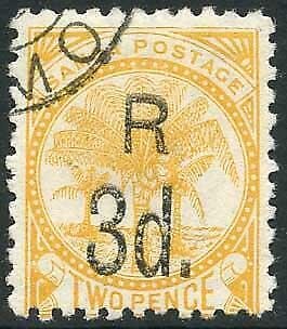 Samoa SG76a 3d on 2d yellow Fine used Cat 16 pounds