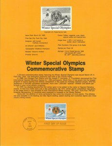 US SP691 Winter Special Olympics Souvenir Page #2142