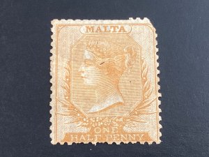 Malta #4 mint 1/2p golden yellow 1874 Victoria