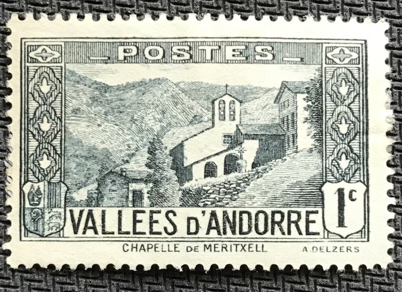 French Andorra *MH* #23 Single Adhesion on back Chapel of Meritxell SCV $.55 L31