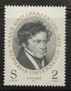 Austria Scott 915 MNH** 1971 Grillparzer portrait stamp