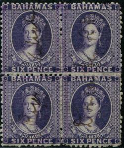 HERRICKSTAMP BAHAMAS Sc.# 14 Used Block of Four. Scott Retail $340.00