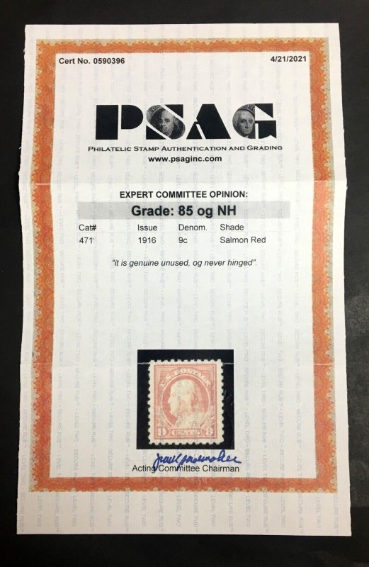 MOMEN: US STAMPS #471 MINT OG NH PSAG GRADED CERT VF/XF-85 LOT #91861