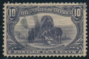 #290 10c TRANS-MISS XF+ USED GEM WITH LIGHT CANCEL CV $160 BU7543