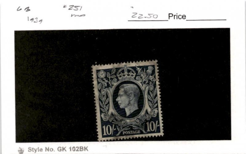 Great Britain, Postage Stamp, #251 Used, 1939 King George (AH)