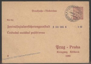 Germany 1940 Czech Social Insurance Postal Stationery GS Card  Cover 103960