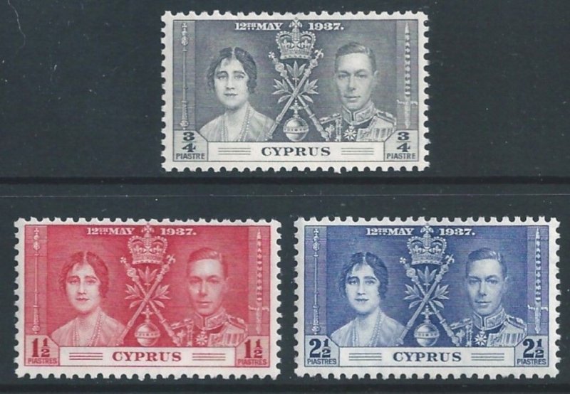 Cyprus #140-2 NH 1937 Coronation Issue