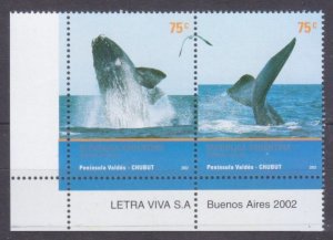 2002 Argentina 2766-2767Paar+Tab Marine fauna - Whales 2,00 €