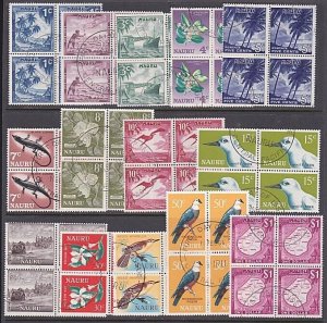 NAURU 1966 Definitive set in fine used blocks of 4.........................A5720