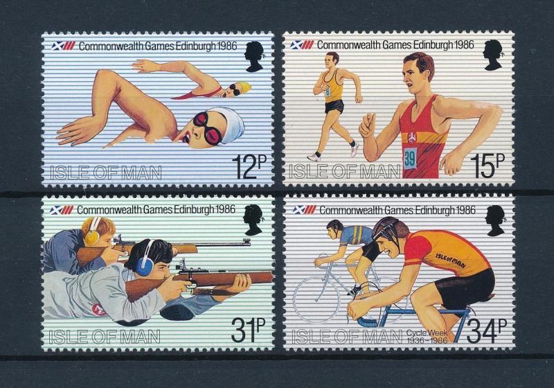 [42911] Isle of Man 1986 Sport Commonwealth games Swimming Cycling Shooting MNH