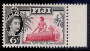 FIJI QEII SG314, 6d carmine & black, NH MINT.