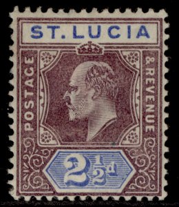 ST. LUCIA EDVII SG60, 2½d dull purple & ultramarine, M MINT. Cat £40.