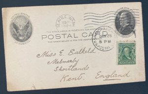 1906 US Postal Agency In China Stationery Postcard Cover to Shortlando England