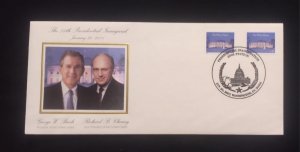 C) 2001. UNITED STATES. FDC. THE WHITE HOUSE. DOUBLE STAMPS. XF