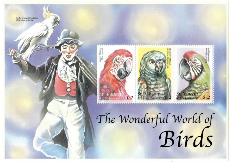 St. Vincent 2000 - SC# 2839 Wonderful World of Birds - Sheet of 3 Stamps - MNH