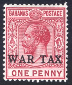 Bahamas 1918 1d Carm WAR TAX - WMK INVERT Scott MR2wi SG92w MNH Cat £300($417)+