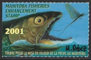 Canada 2001 MANITOBA Wildlife Fishing Revenue ARTIST SIGNED #MBF9 VF-NH-