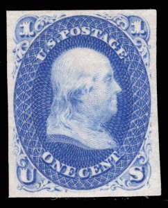 MOMEN: US #63-E11a ULTRAMARINE PREMIERE GRAVURE PLATE ESSAY ON INDIA LOT #89591*