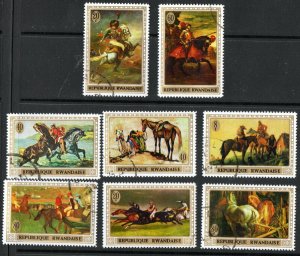 Thematic stamps RWANDA 1970 HORSE PAINTINGS 336/43 used