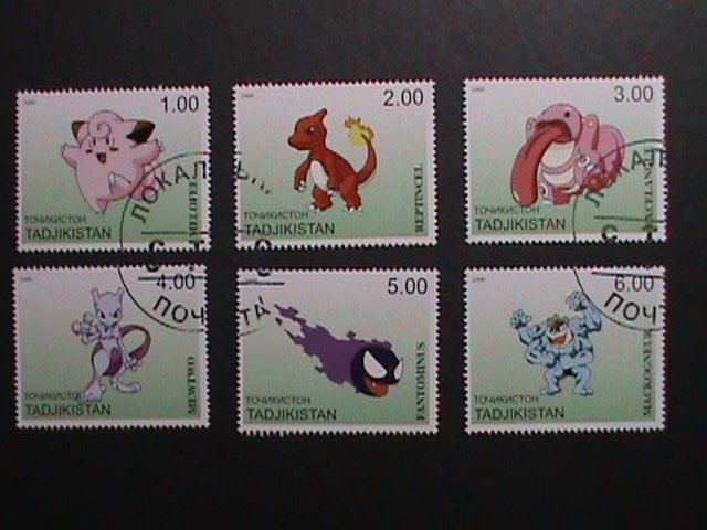 ​TAJIKISTAN -2000 LOVELY FAMPOUS POKEMON CTO FANCY POSTAL CANCEL VERY FINE