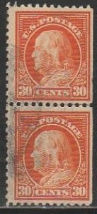 U.S. 516, 30¢ FRANKLIN, USED VERTICAL PAIR. F-VF. (903)