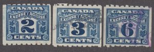 CANADA REVENUE FX46-FX48 USED EXCISE TAX SET