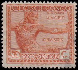 Belgian Congo, Sc , SG 128 Study, Hinged - 1923 50c.  - A...