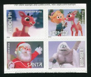 Sc# 4946 - 4949 Rudolph the Red Nosed Reindeer Forever Block of 4 Stamps MNH 
