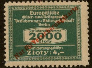 GGov Poland 3rd Reich Baggage 2000Zloty Insurance Revenue Stamp MNH 96043