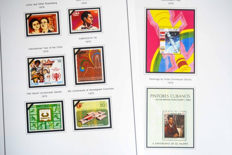 COLOR PRINTED CUBA AIRMAIL 1927-1980 STAMP ALBUM PAGES (56 illustrated pages)