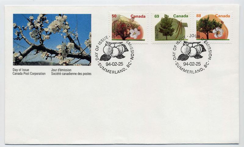 Canada First day cover #1365, 1369, 1373, Fruit Trees